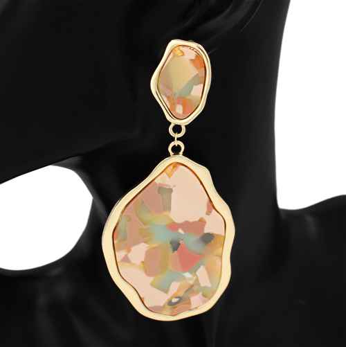 Fashion Resin Statement Drop Earrings #KE1154 - Multiple Colors (PC)