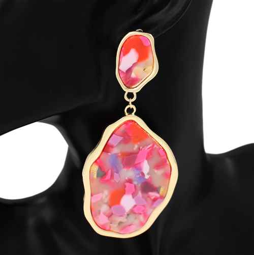 Fashion Resin Statement Drop Earrings #KE1154 - Multiple Colors (PC)