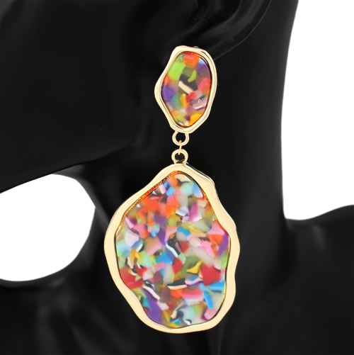 Fashion Resin Statement Drop Earrings #KE1154 - Multiple Colors (PC)