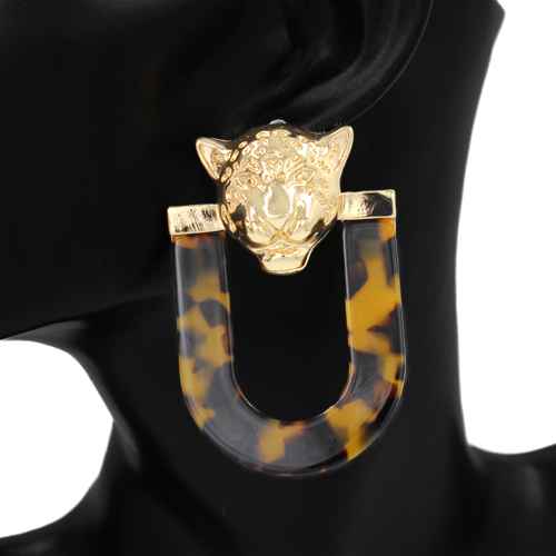 Fashion Tiger Head Statement Earrings #KE1156 - Multiple Colors (PC)