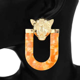 Fashion Tiger Head Statement Earrings #KE1156 - Multiple Colors (PC)