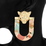 Fashion Tiger Head Statement Earrings #KE1156 - Multiple Colors (PC)