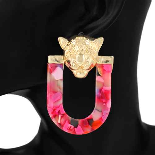 Fashion Tiger Head Statement Earrings #KE1156 - Multiple Colors (PC)