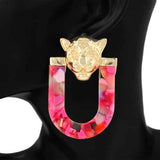 Fashion Tiger Head Statement Earrings #KE1156 - Multiple Colors (PC)