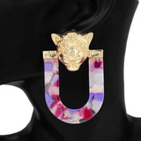 Fashion Tiger Head Statement Earrings #KE1156 - Multiple Colors (PC)