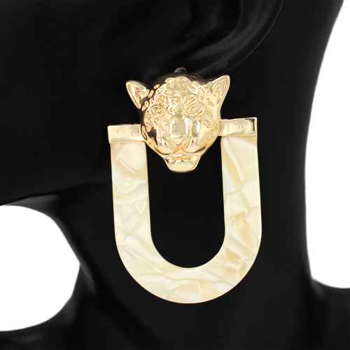 Fashion Tiger Head Statement Earrings #KE1156 - Multiple Colors (PC)