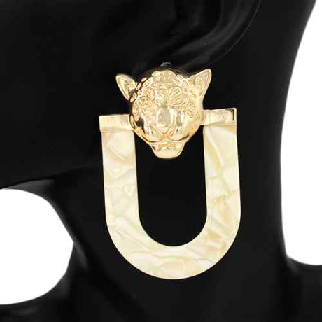 Fashion Tiger Head Statement Earrings #KE1156 - Multiple Colors (PC)