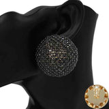 Fashion Circle Stone Clip-on Earrings #KE1178 - Multiple Colors (PC)
