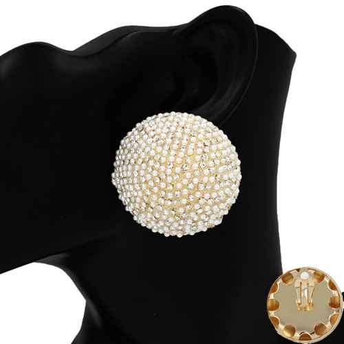 Fashion Circle Stone Clip-on Earrings #KE1178 - Multiple Colors (PC)
