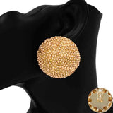 Fashion Circle Stone Clip-on Earrings #KE1178 - Multiple Colors (PC)