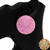 Fashion Circle Stone Clip-on Earrings #KE1178 - Multiple Colors (PC)