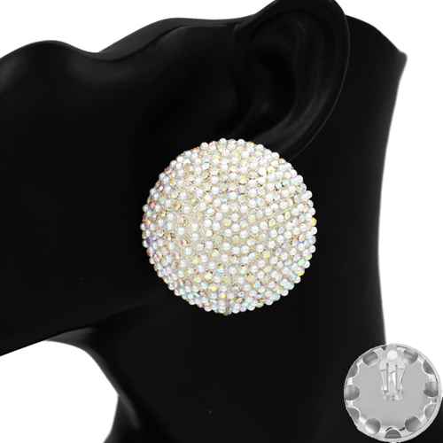 Fashion Circle Stone Clip-on Earrings #KE1178 - Multiple Colors (PC)