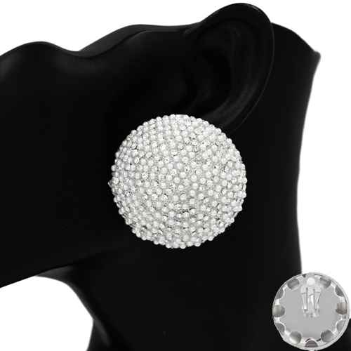 Fashion Circle Stone Clip-on Earrings #KE1178 - Multiple Colors (PC)