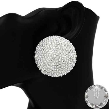 Fashion Circle Stone Clip-on Earrings #KE1178 - Multiple Colors (PC)