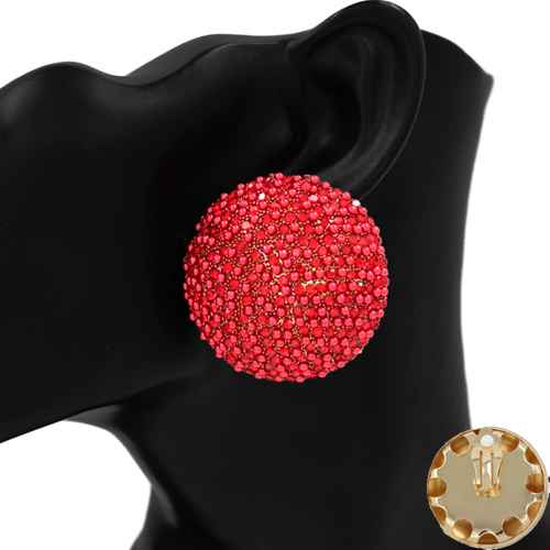 Fashion Circle Stone Clip-on Earrings #KE1178 - Multiple Colors (PC)