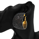 Fashion Wide Stone Hoop Earrings #KE1179 - Multiple Colors (PC)