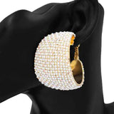Fashion Wide Stone Hoop Earrings #KE1179 - Multiple Colors (PC)
