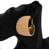 Fashion Wide Stone Hoop Earrings #KE1179 - Multiple Colors (PC)