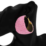 Fashion Wide Stone Hoop Earrings #KE1179 - Multiple Colors (PC)