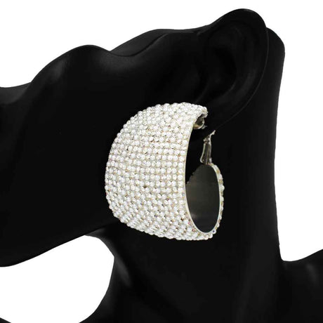 Fashion Wide Stone Hoop Earrings #KE1179 - Multiple Colors (PC)