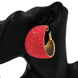 Fashion Wide Stone Hoop Earrings #KE1179 - Multiple Colors (PC)