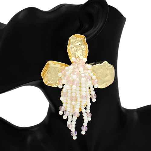Fashion Flower/Pearl Statement Earrings #KE1199 - Multiple Colors (PC)