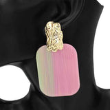 Fashion Small Rectangle Drop Earrings #KE1217 - Multiple Colors (PC)