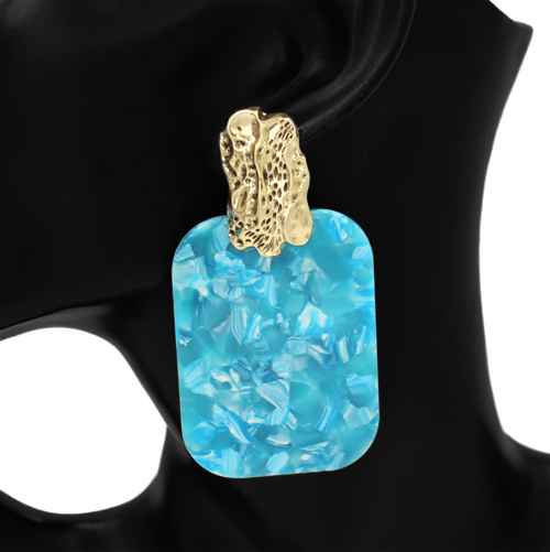 Fashion Small Rectangle Drop Earrings #KE1217 - Multiple Colors (PC)
