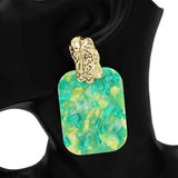 Fashion Small Rectangle Drop Earrings #KE1217 - Multiple Colors (PC)