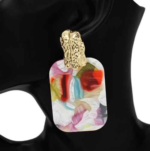 Fashion Small Rectangle Drop Earrings #KE1217 - Multiple Colors (PC)