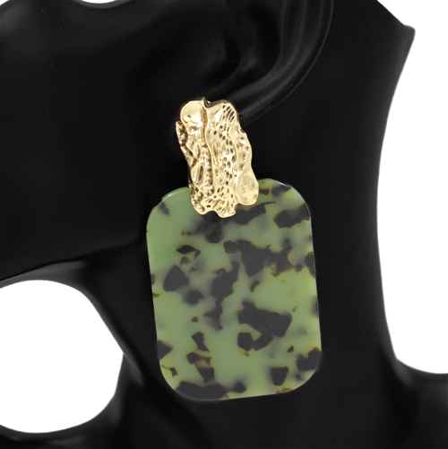 Fashion Small Rectangle Drop Earrings #KE1217 - Multiple Colors (PC)