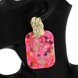 Fashion Small Rectangle Drop Earrings #KE1217 - Multiple Colors (PC)