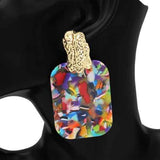 Fashion Small Rectangle Drop Earrings #KE1217 - Multiple Colors (PC)