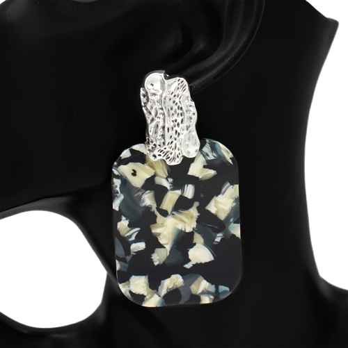 Fashion Small Rectangle Drop Earrings #KE1217 - Multiple Colors (PC)