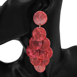 Fashion Disc Statement Drop Earrings #KE1255 - Multiple Colors (PC)