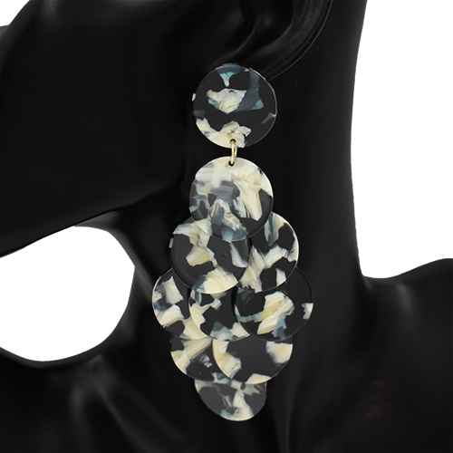 Fashion Disc Statement Drop Earrings #KE1255 - Multiple Colors (PC)