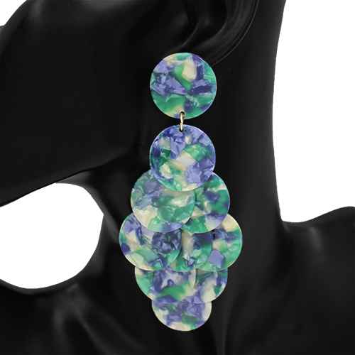 Fashion Disc Statement Drop Earrings #KE1255 - Multiple Colors (PC)