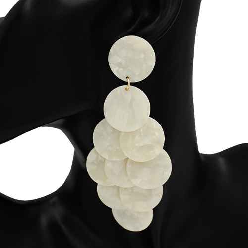 Fashion Disc Statement Drop Earrings #KE1255 - Multiple Colors (PC)
