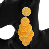 Fashion Disc Statement Drop Earrings #KE1255 - Multiple Colors (PC)