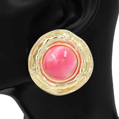 Fashion Round Statement Earrings #KE1278 - Multiple Colors (PC)