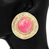 Fashion Round Statement Earrings #KE1278 - Multiple Colors (PC)