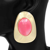 Fashion Oval Statement Earrings #KE1280 - Multiple Colors (PC)