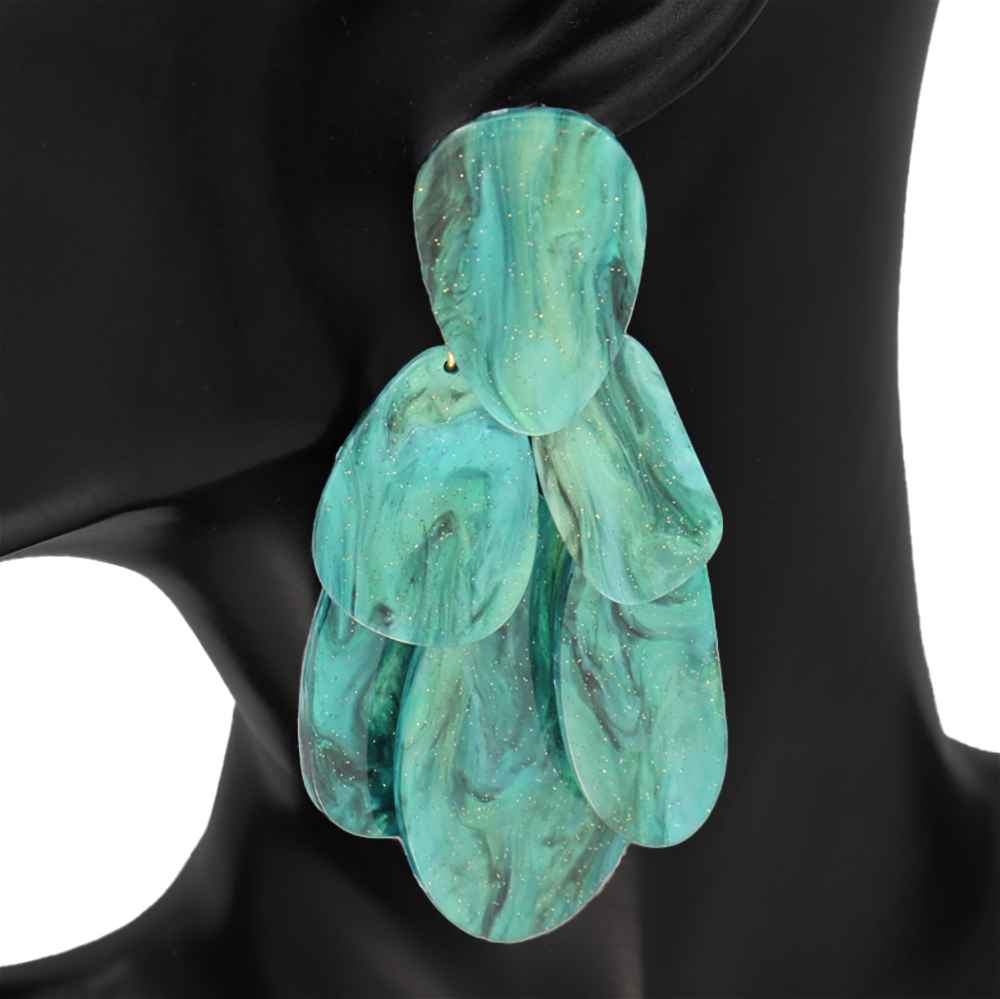 Fashion Layered Petal Dangle Earrings #KE1293 - Multiple Colors (PC)