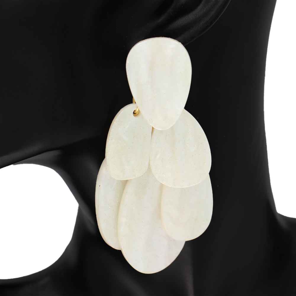 Fashion Layered Petal Dangle Earrings #KE1293 - Multiple Colors (PC)