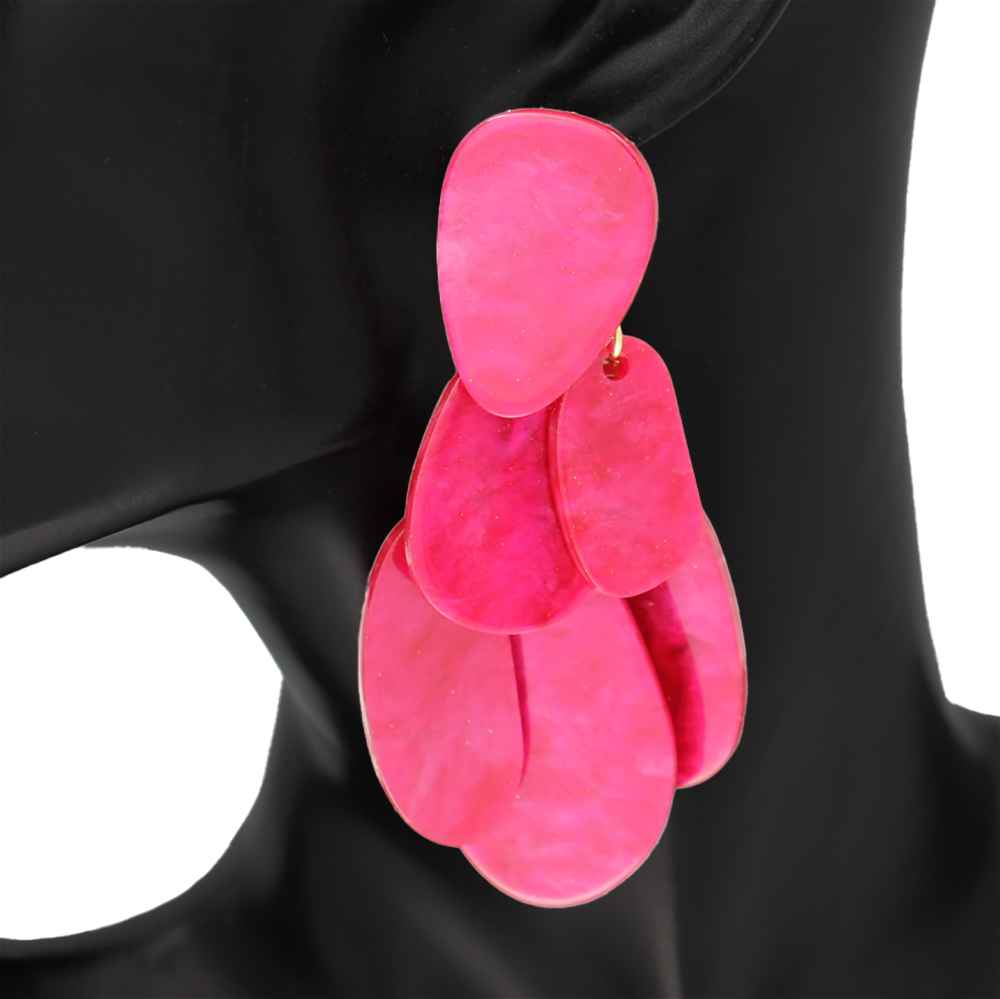 Fashion Layered Petal Dangle Earrings #KE1293 - Multiple Colors (PC)