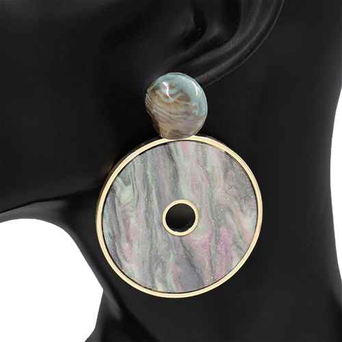 Fashion Circular Statement Earrings #KE1294 - Multiple Colors (PC)