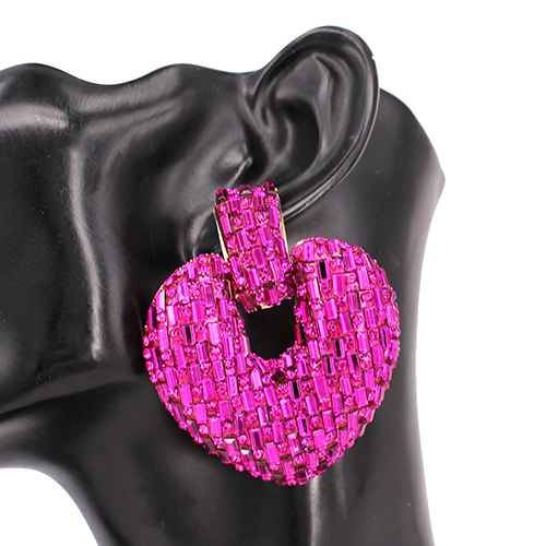 Fashion Rhinestone Design Earrings #KE2363GDFSH - Fuchsia (PC)