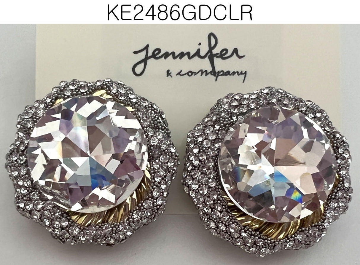 Rhinestone Earrings #KE2486GDCLR (PC)