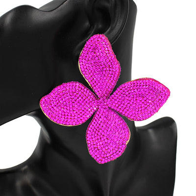 Fashion Rhinestone Flower Earrings #KE2604 - Multiple Colors (PC)