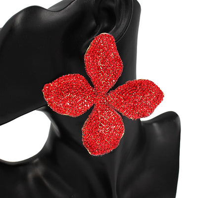 Fashion Rhinestone Flower Earrings #KE2604 - Multiple Colors (PC)